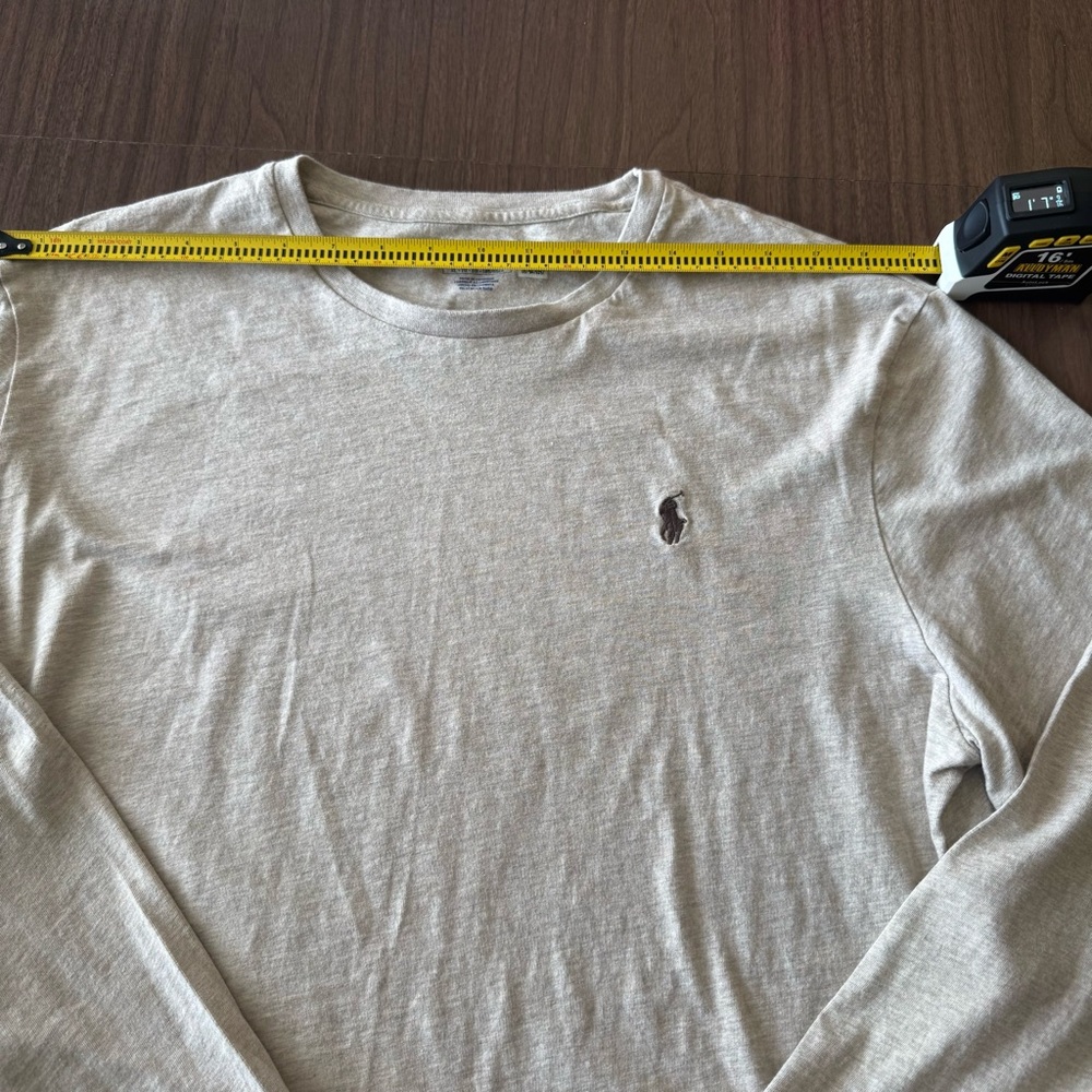 Polo Ralph Lauren Shirt‎ Mens XL Tan Long Sleeve Cotton Crew Neck Pony Preppy - Picture 6 of 8